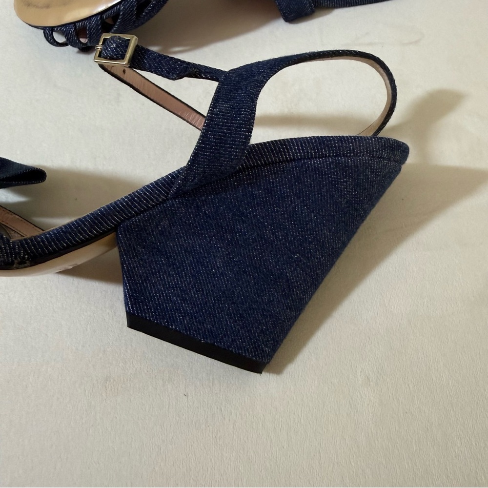 Kate Spade Size 9.5 Denim Blue Heels with Bow - Picture 8 of 9